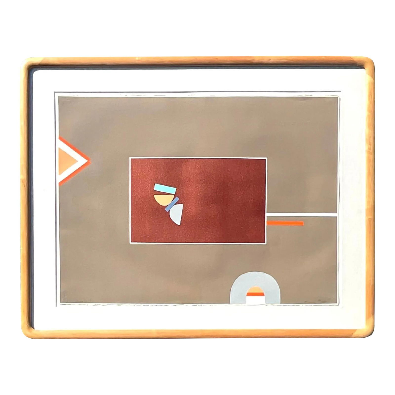 Vintage Boho Signed Geometric Lithograph Art 37.5x29.5 (1 of 10)