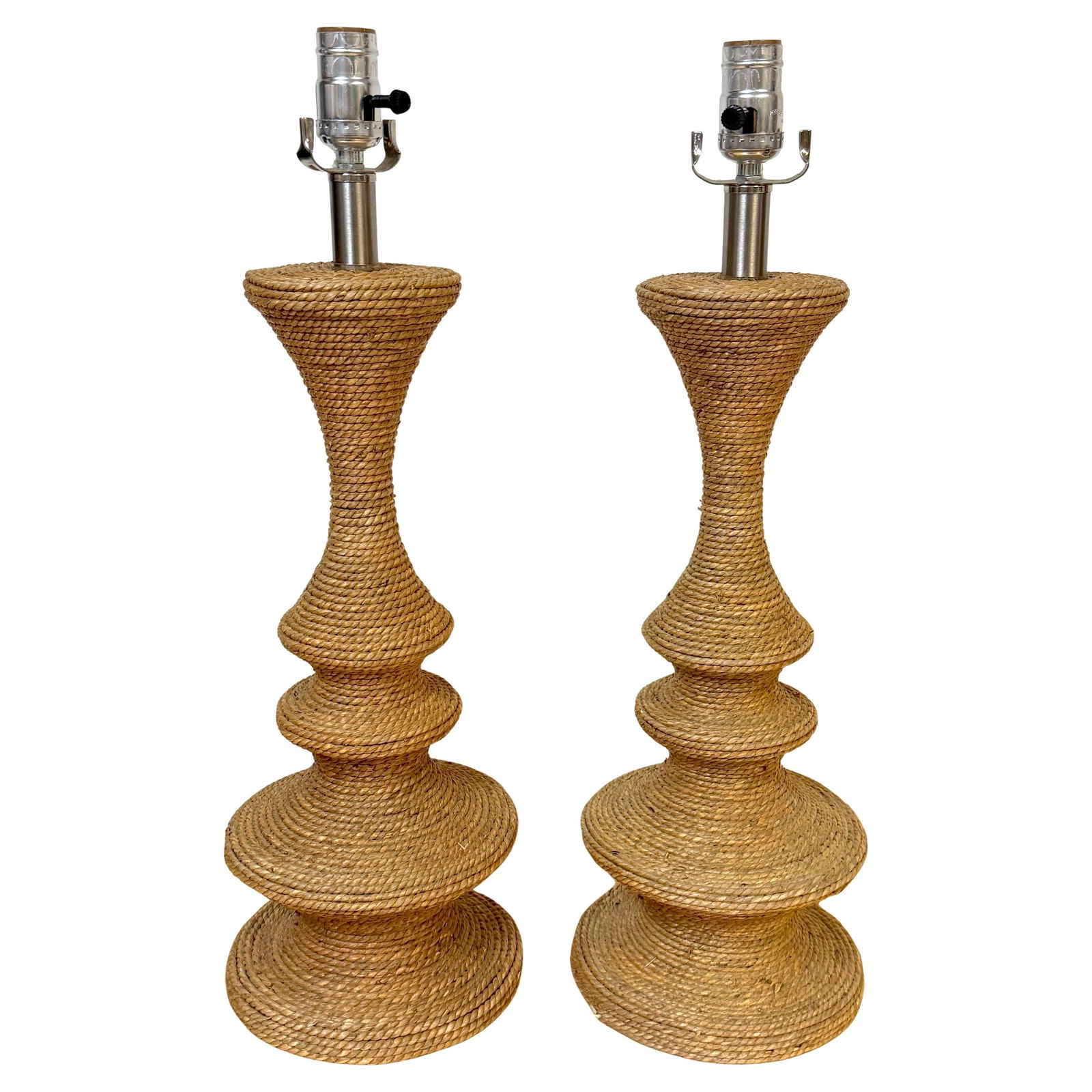 Set of Two French Modern Rope Table Lamps in Audoux and Minet Style (1 of 11)