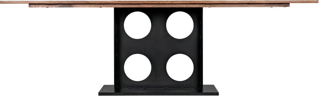 Noir Cameron Industrial Steel Table Dark Walnut Finish 30H x 95W x 42D: Noir Cameron Industrial Steel Table Dark Walnut Finish 30H x 95W x 42D Introducing the Modern Walnut Industrial Steel Table, a stunning blend of functionality and style. This table features a sleek de