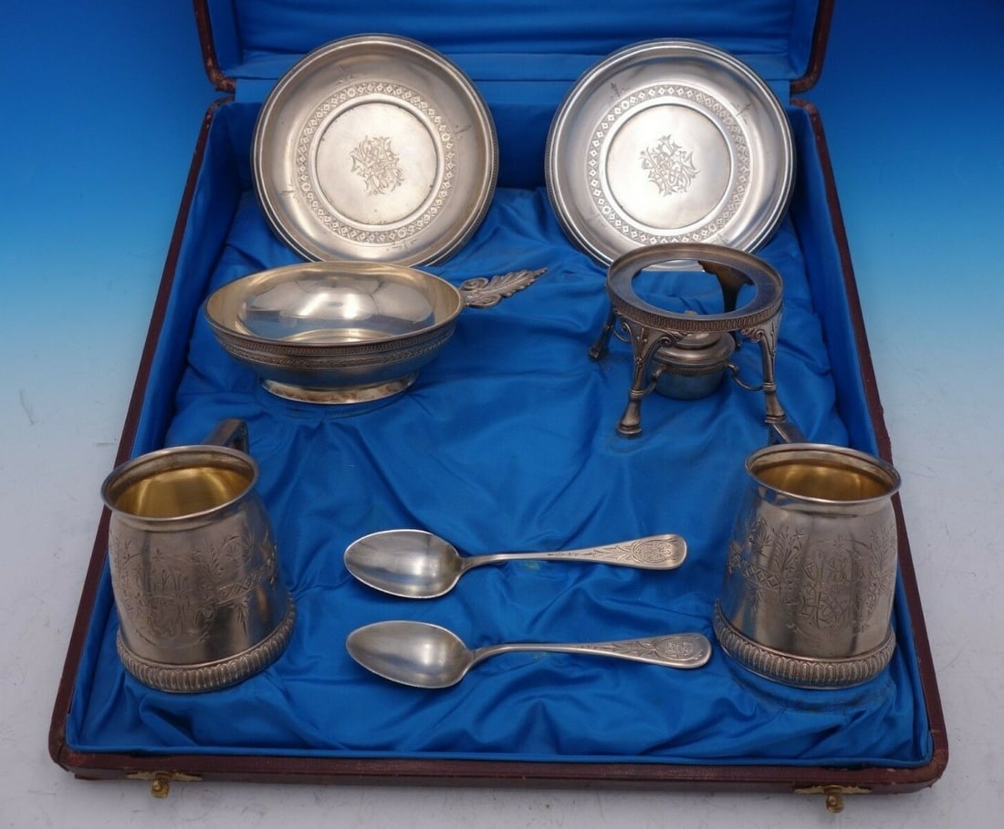 Victorian Sterling Silver 8-Piece Child Set in Box with Liner (1 of 12)