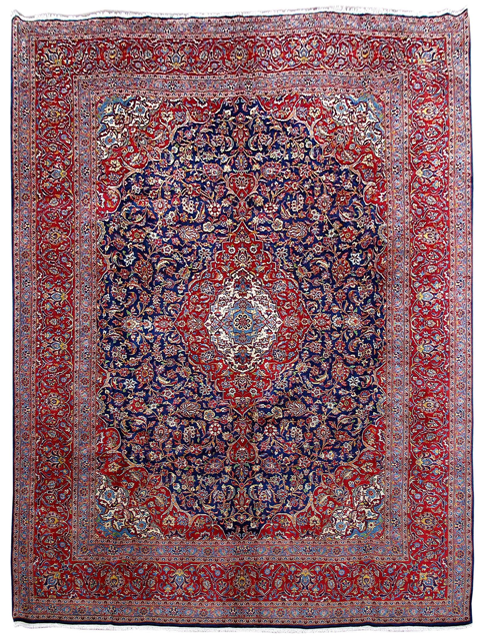 Exquisite 9'10" x 13'5" Handmade Persian Kashan Blue Rug (1 of 6)