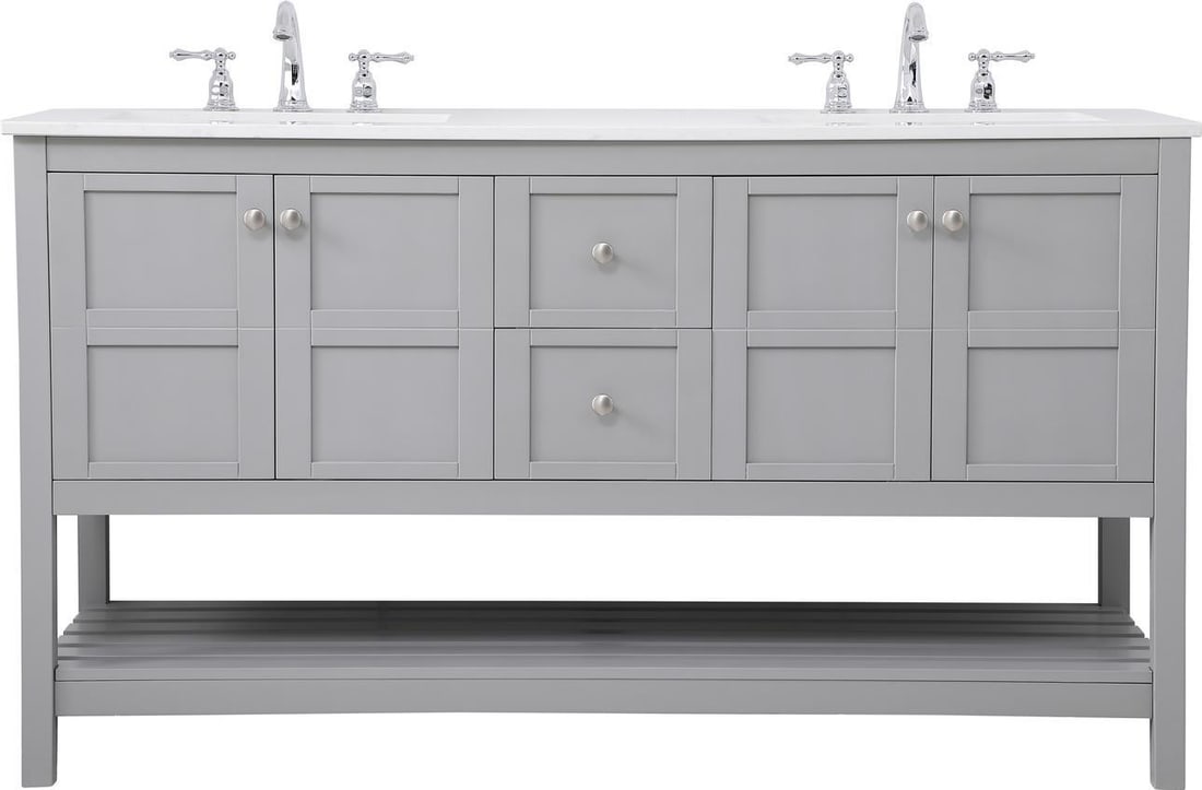 Elegant Lighting Gray Transitional Bathroom Vanity with Storage: Elegant Lighting Gray Transitional Bathroom Vanity with Storage This elegant gray bathroom vanity offers a stylish and functional addition to your space. Crafted from a combination of MDF, solid wood,