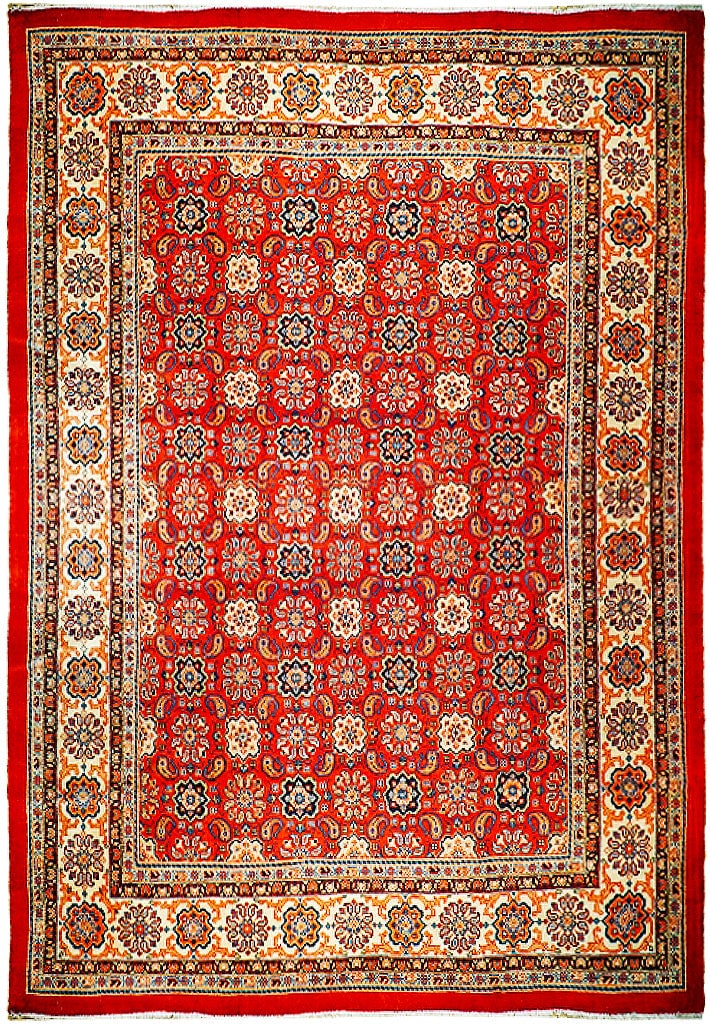 Handcrafted 9'11 x 12'10 Semi-Antique Persian Kashan Rug Red Orange (1 of 6)