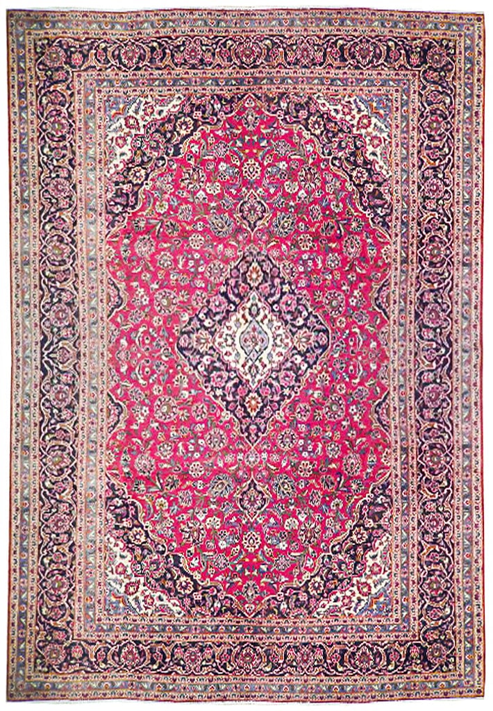 Handcrafted 9.9 x 13.8 Red Semi Antique Persian Kashan Rug: Handcrafted 9.9 x 13.8 Red Semi Antique Persian Kashan Rug Free continental US Shipping Enhance your living space with this exquisite 9.9 x 13.8 Red Semi Antique Persian Kashan Rug, a true testament t