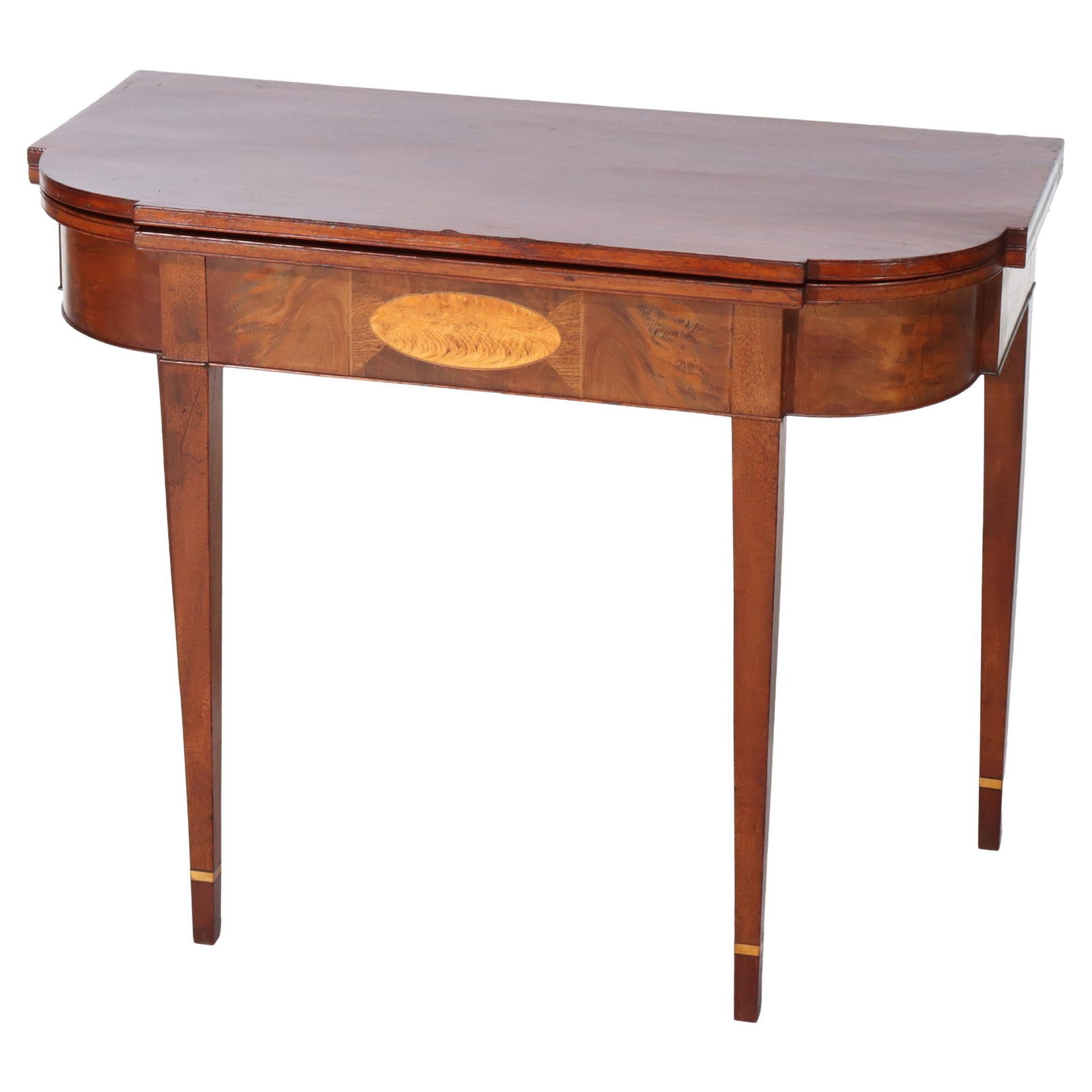 Early 19th Century Mahogany Card Table With Satinwood Inlay Hepplewhite Style (1 of 15)