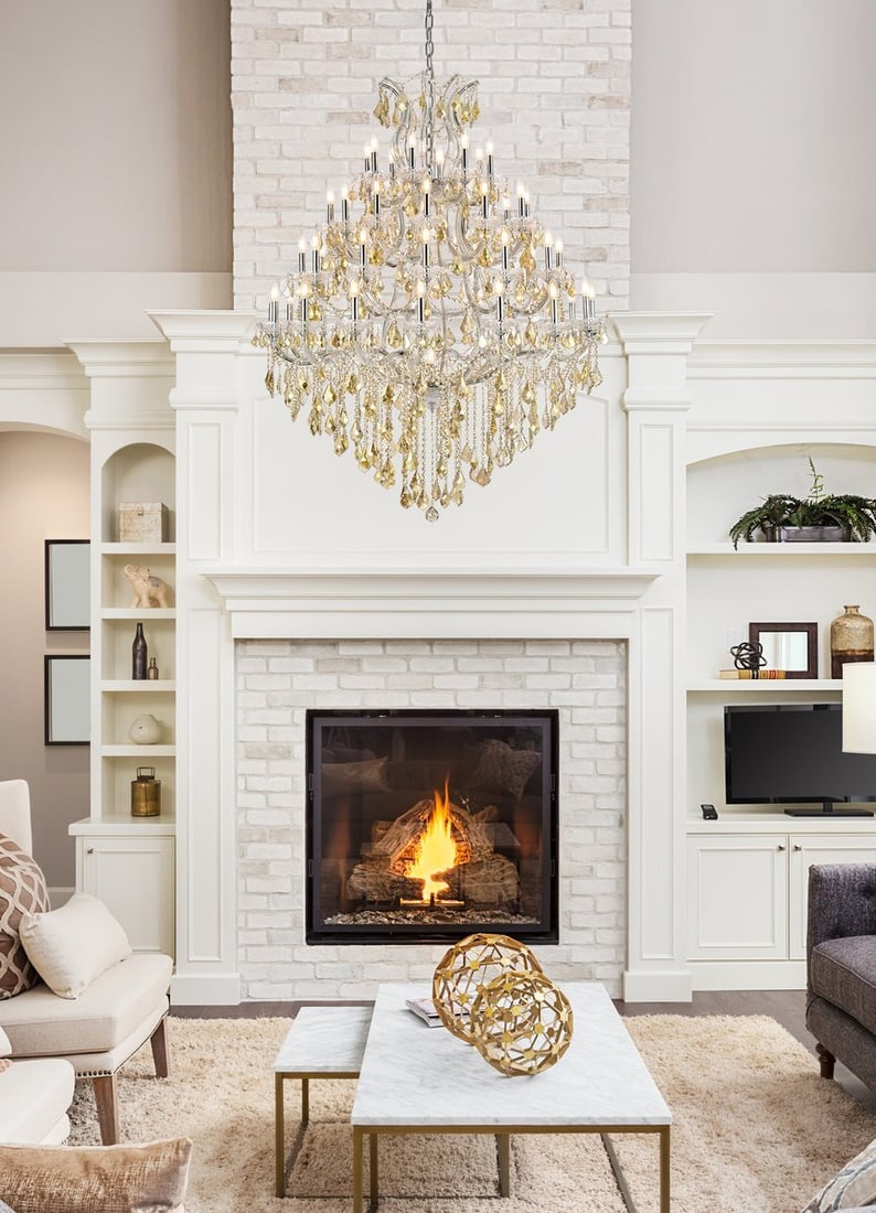 Maria Theresa Chrome Chandelier 49 Light 62 Inch Golden Teak Crystal Foyer Fixture (1 of 7)