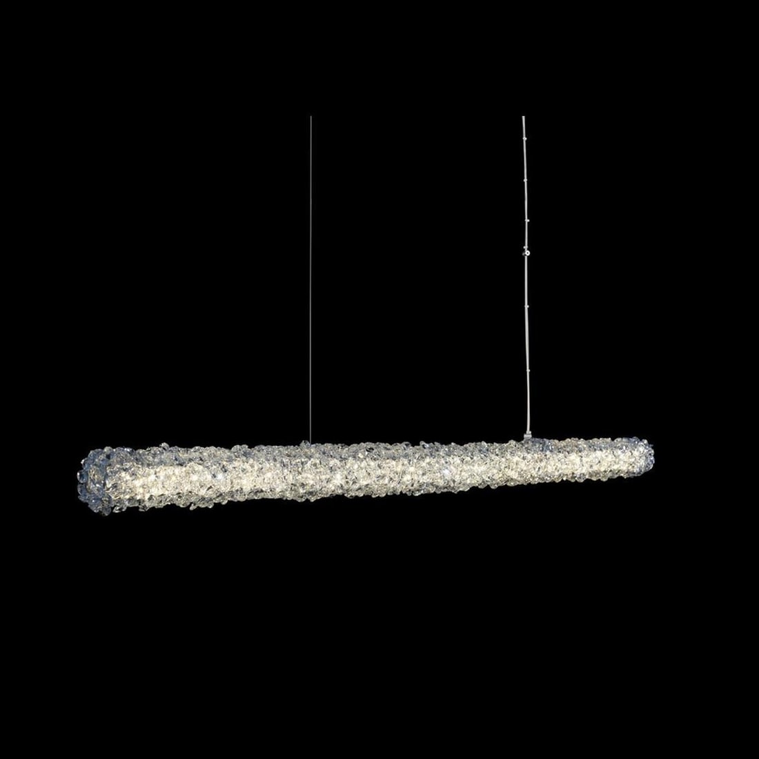 Kalco Lina 46 Chrome LED Pendant Light with Crystal Accents: Kalco Lina 46 Chrome LED Pendant Light with Crystal Accents Illuminate your space with the stunning Lina 46" Chrome LED Light featuring exquisite crystal accents. This contemporary-style LED island li