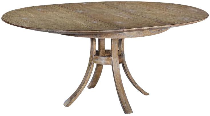 Transitional Style Dining Table Solid Mango Wood Beachwood Finish 54 Inch: Transitional Style Dining Table Solid Mango Wood Beachwood Finish 54 Inch Elevate your dining experience with this stunning Transitional Style Dining Table crafted from solid mango wood. The table fea