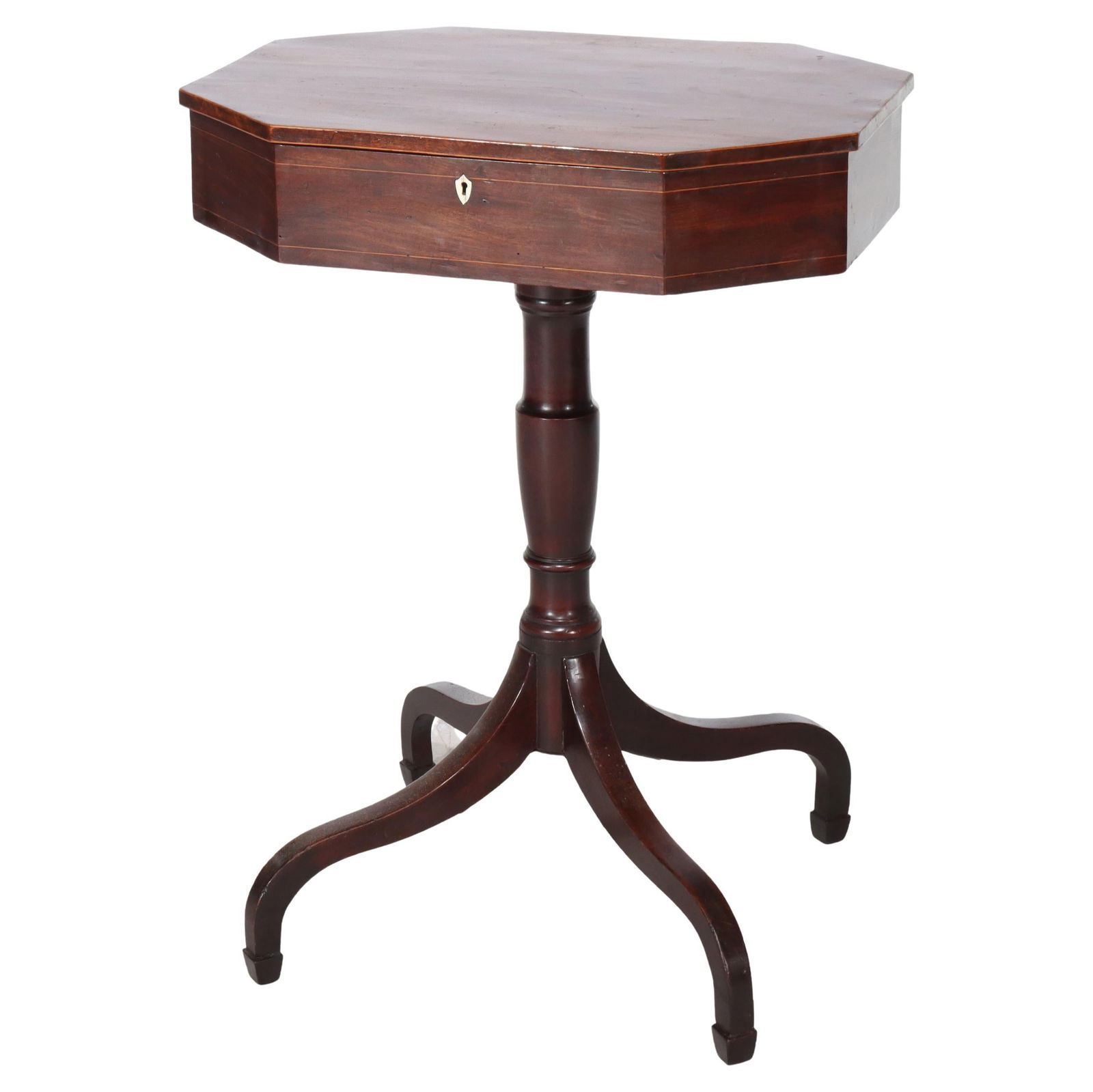 Antique Sheraton Federal Mahogany Sewing Stand c1820 Lift-Top Spider Legs (1 of 12)