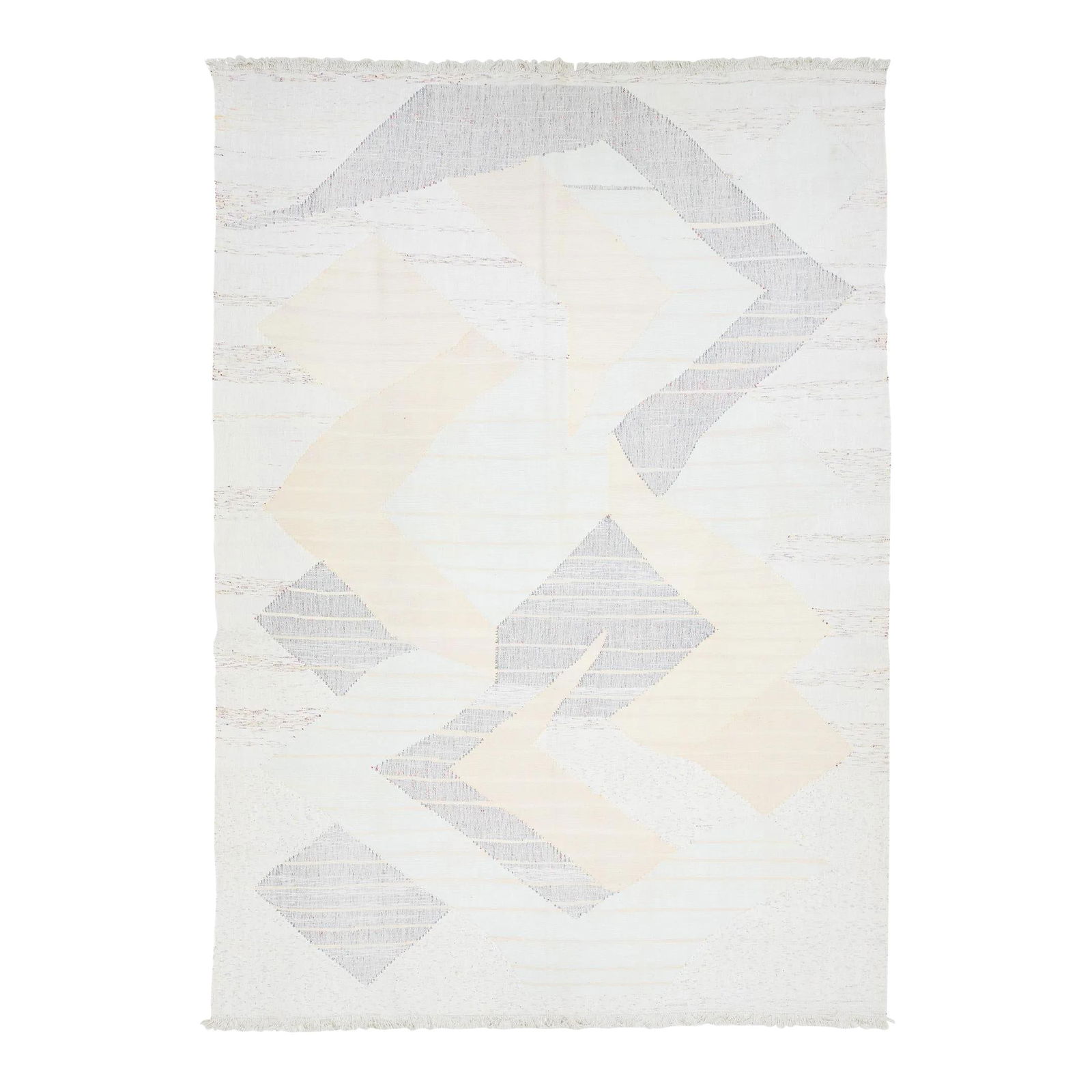 Modern Abstract Kilim Wool Rug 9'7 x 13'6 Beige Peach Gray: Modern Abstract Kilim Wool Rug 9'7 x 13'6 Beige Peach Gray Enhance your living space with this stunning modern abstract Kilim flatweave rug, expertly crafted from premium wool. Featuring a soothing be