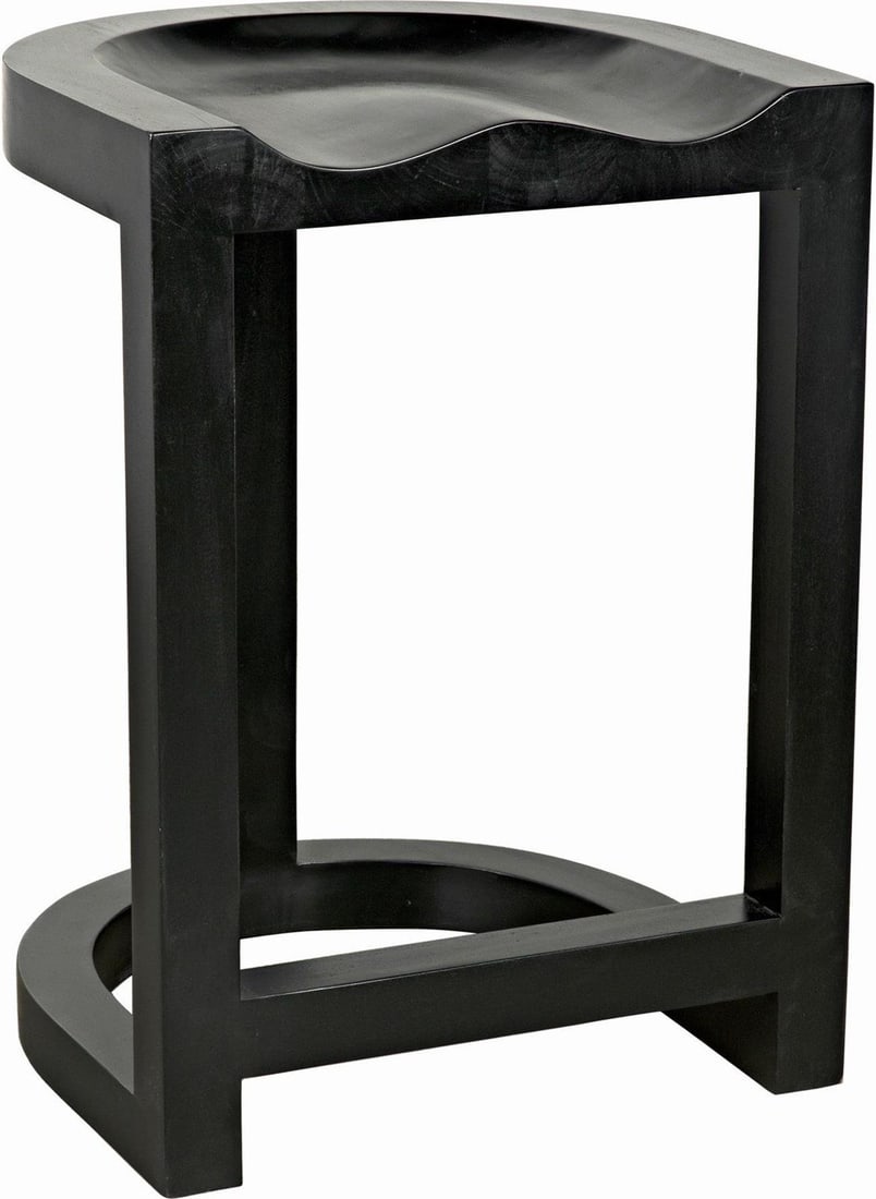 Noir Traditional Mahogany Saddle Stool Hand-Rubbed Black Finish: Noir Traditional Mahogany Saddle Stool Hand-Rubbed Black Finish Enhance your bar area with this Traditional Mahogany Saddle Stool, designed for both style and comfort. The stool features a hand-rubbed