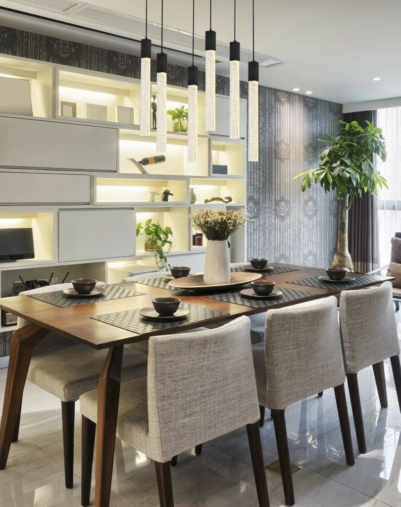 Weston Black Crystal 6-Light Adjustable Pendant for Dining or Kitchen 32 Inch: Weston Black Crystal 6-Light Adjustable Pendant for Dining or Kitchen 32 Inch This black crystal chandelier features a modern design with clear seeded crystal bar lights and a polished finish. Equippe