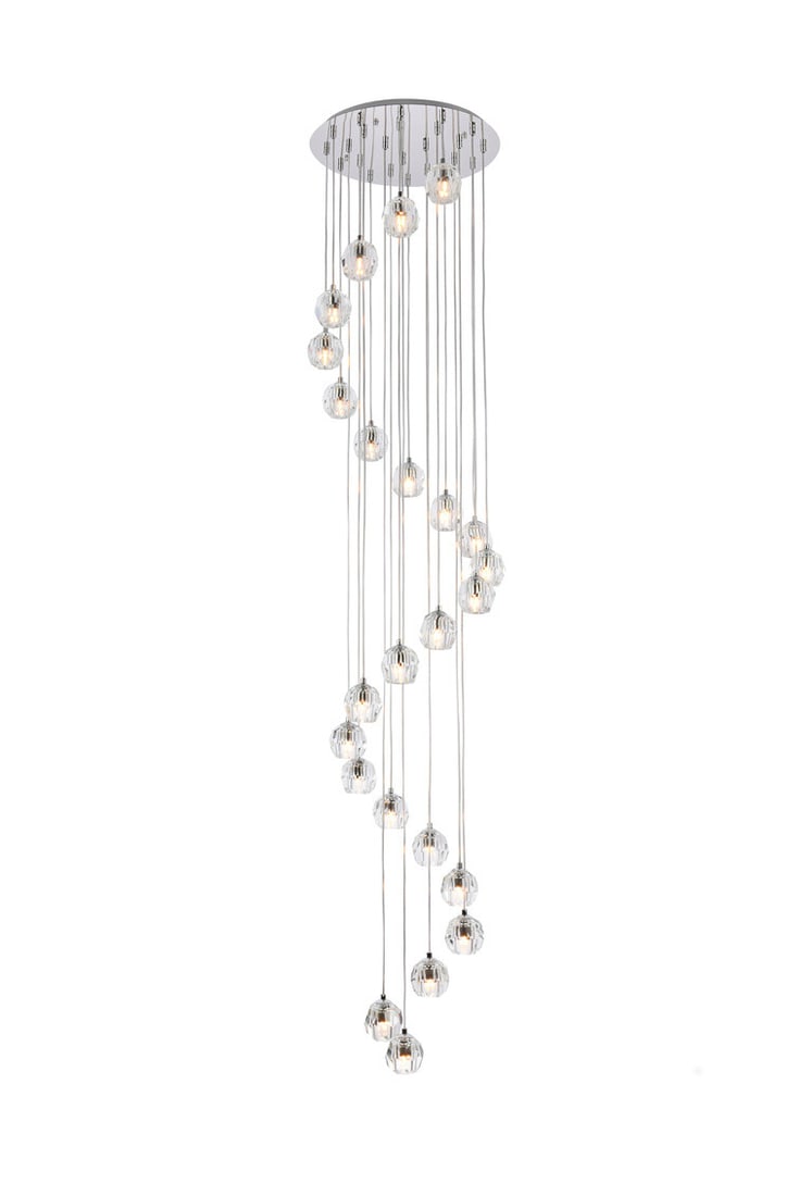 Eren 24-Light Modern Chrome Crystal Pendant Chandelier Height Adjustable: Eren 24-Light Modern Chrome Crystal Pendant Chandelier Height Adjustable Illuminate your space with this stunning 24-light crystal chandelier pendant, perfect for modern interiors. Featuring a sleek c