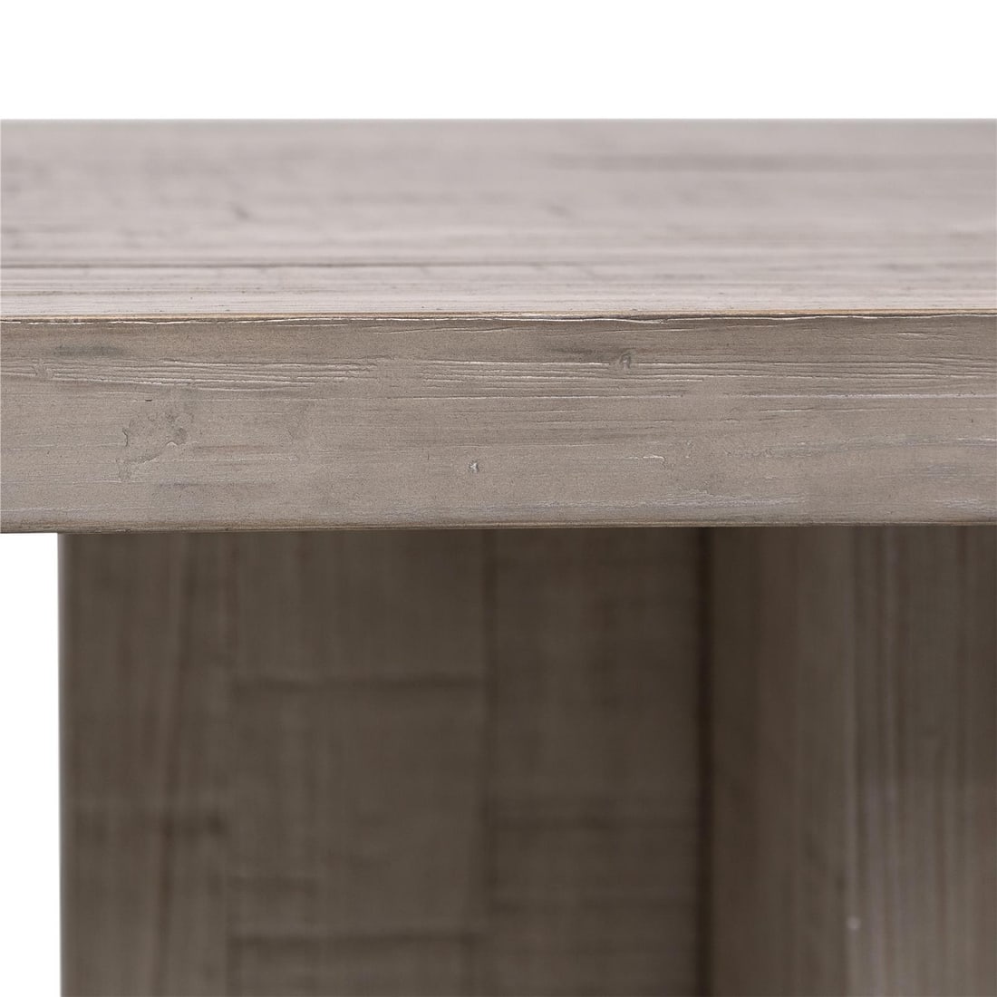 Transitional Gray Wash Solid Pine Dining Table: Transitional Gray Wash Solid Pine Dining Table Introducing the Elegant Latidos Dining Table, a perfect blend of classic design and modern functionality. Crafted from solid pine wood, this dining table