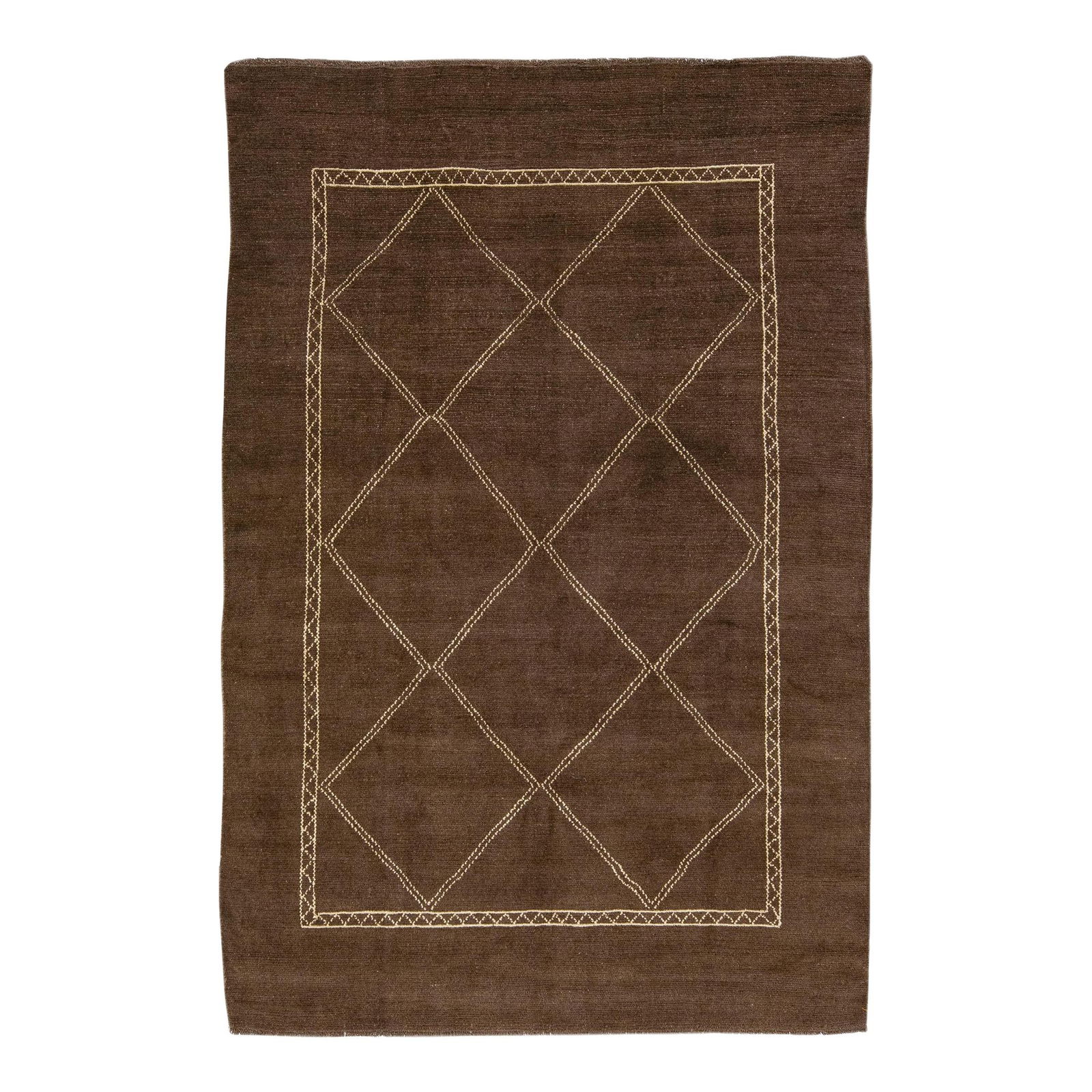 Handmade Wool Moroccan Tribal Rug Brown 6'6 x 9'8 (1 of 8)