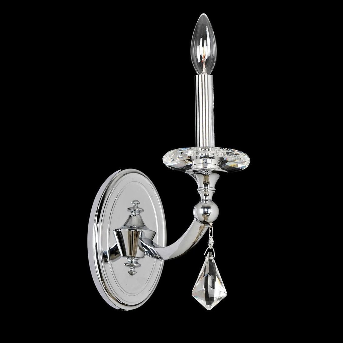 Kalco Floridia Modern Classic Wall Sconce Chrome Crystal 1-Light: Kalco Floridia Modern Classic Wall Sconce Chrome Crystal 1-Light Illuminate your space with the Floridia Modern Classic 1-Light Wall Sconce, featuring a stunning Chrome Firenze Clear Crystal finish. T