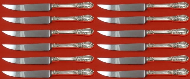 Lunt American Victorian Sterling Silver Steak Knife Set 12 pcs 8.5" (1 of 2)