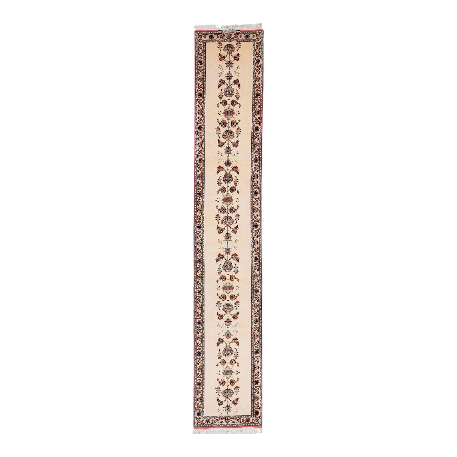 Ivory Modern Persian Tabriz Wool Runner 2'3 x 12'8 Shah Abbasi Design (1 of 10)