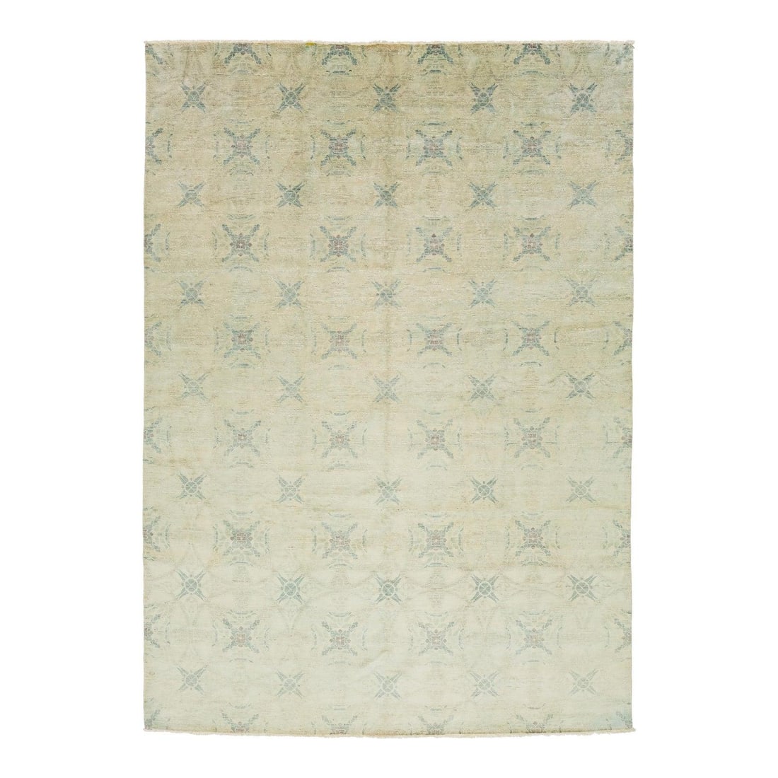 Handmade Beige Wool Oushak Style Rug 10'1 x 14'2 Floral Design (1 of 9)