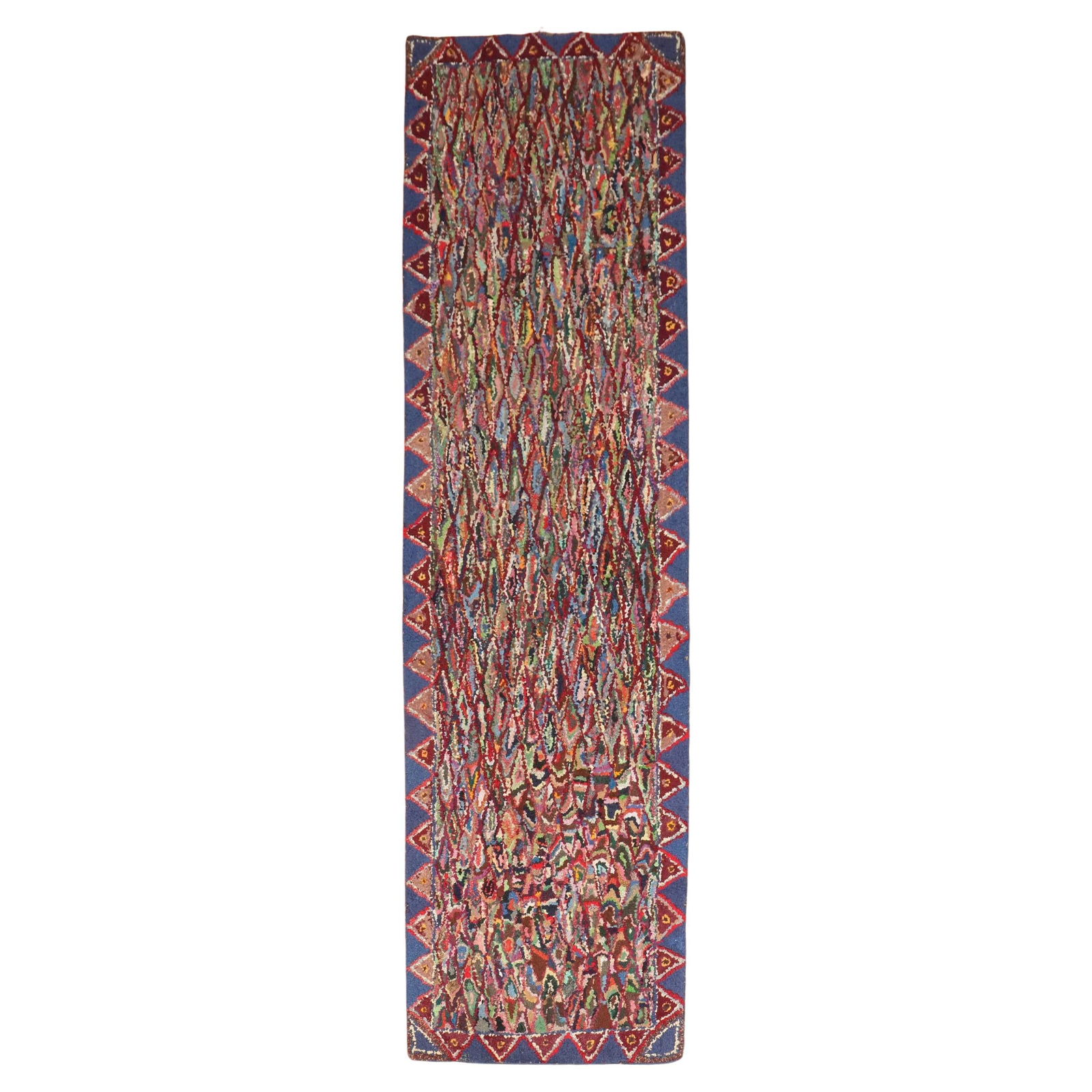 Mid-20th Century Jute Hand-Knotted American Country Runner Rug: Mid-20th Century Jute Hand-Knotted American Country Runner Rug This is a mid-20th century American hooked runner, crafted around 1940. It features a country style and is hand-knotted from jute. The ru