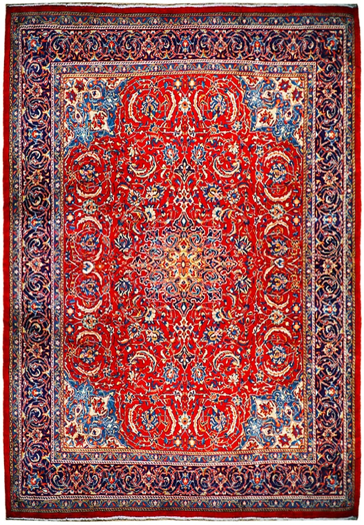 10'1 x 13' Red Semi Antique Persian Sarouk Rug Handcrafted (1 of 6)