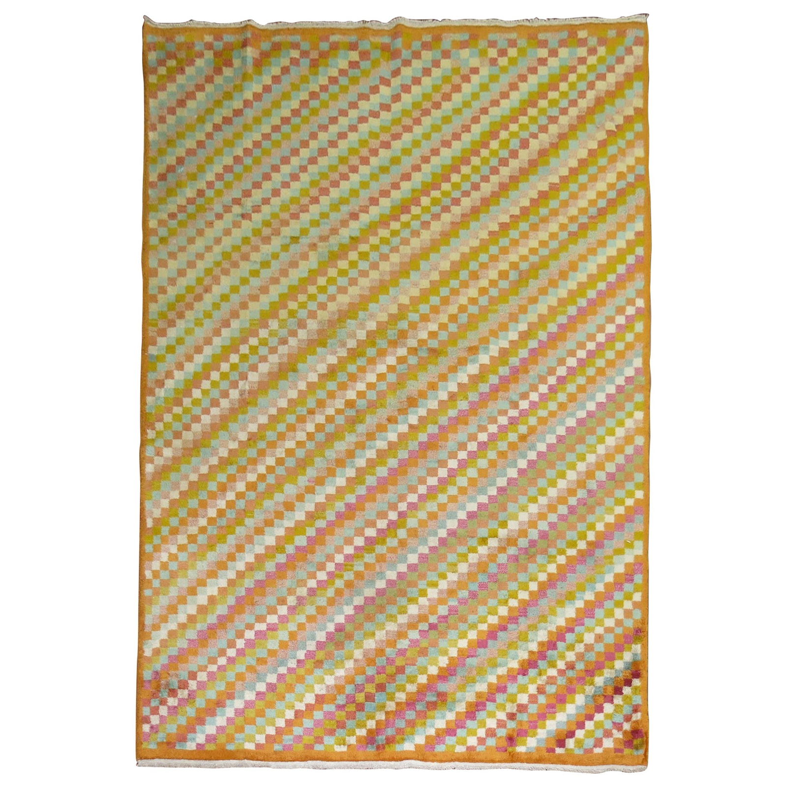 Vintage Turkish Deco Hand-Woven Wool Rug 7'1 x 10'4 from Turkey (1 of 9)