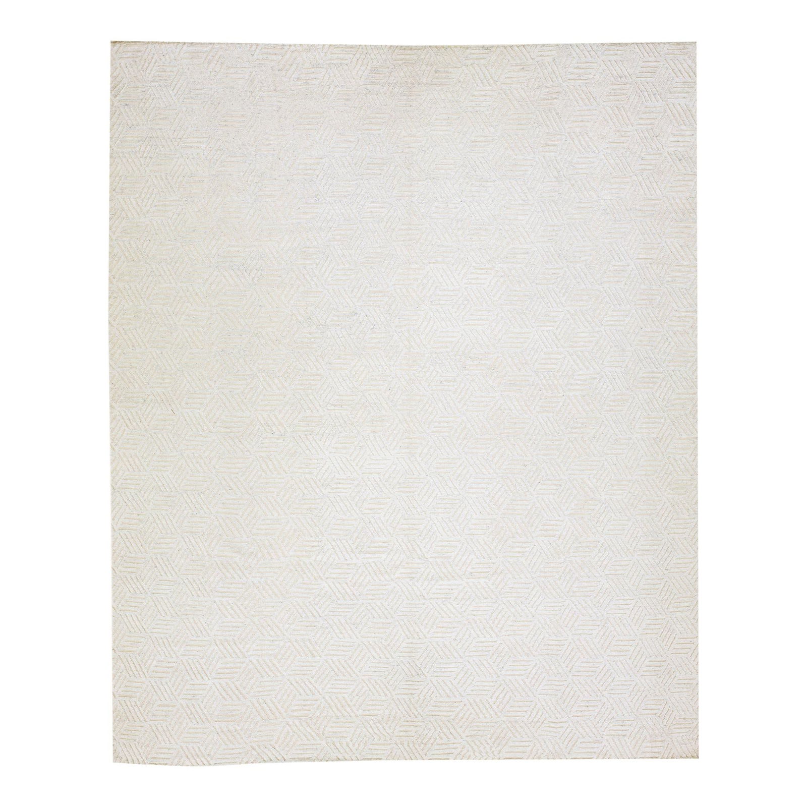 Ivory Geometric Abstract Oversize Wool Rug Modern Moroccan Style 12'1 x 14'10: Ivory Geometric Abstract Oversize Wool Rug Modern Moroccan Style 12'1 x 14'10 Experience the beauty of modern design with this exquisite hand-knotted wool rug, showcasing a stunning ivory geometric ab