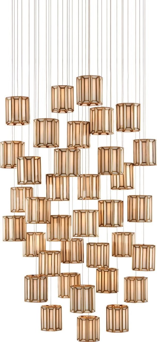 Currey Luxury Daze Multi-Drop Pendant Brass Milk Glass 36-Light: Currey Luxury Daze Multi-Drop Pendant Brass Milk Glass 36-Light Illuminate your space with the Luxury Daze Pendant, a stunning multi-drop pendant light featuring elegant milk glass panels. This new fi
