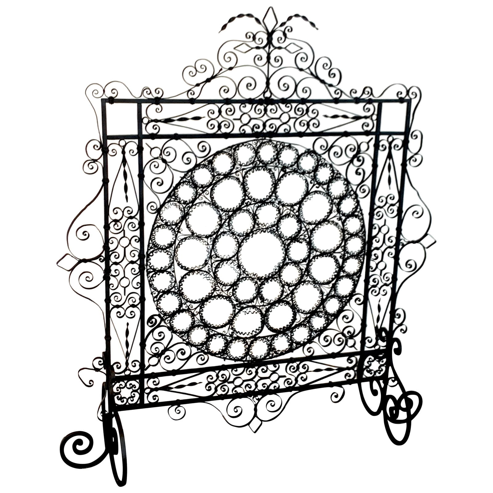 High Victorian Wrought Iron Medallion Firescreen 51x45 inches (1 of 13)