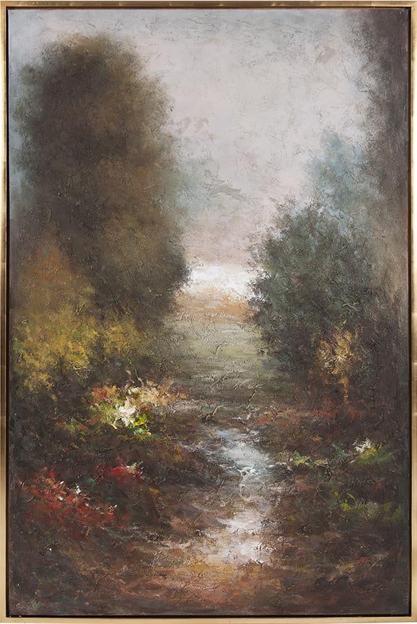 Howard Elliott Silent River Hand-Painted Canvas Art 61.75x41.75: Howard Elliott Silent River Hand-Painted Canvas Art 61.75x41.75 Transform your space with this stunning Silent River Hand-Painted Canvas Art. This exquisite piece features a beautiful blend of blue an