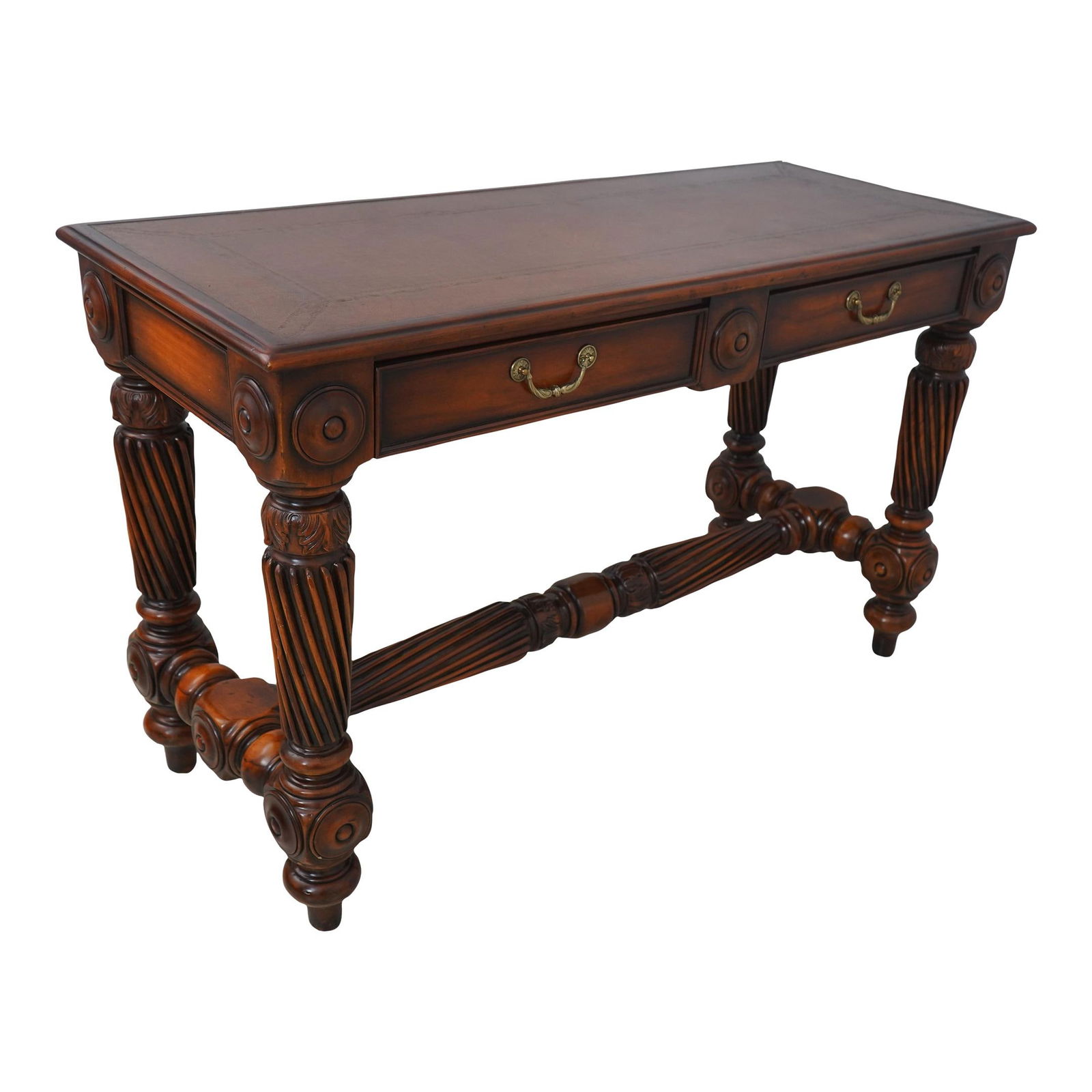 Theodore Alexander Leather Top Console Table with 2 Drawers (1 of 10)