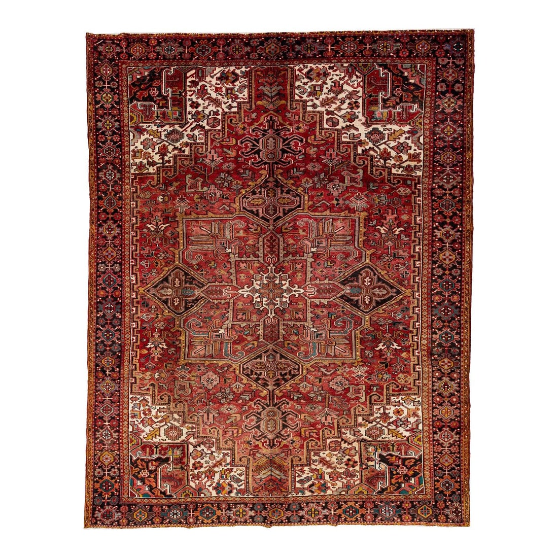Vintage Persian Heriz Wool Rug 9'10 x 12'7 Red Medallion (1 of 6)