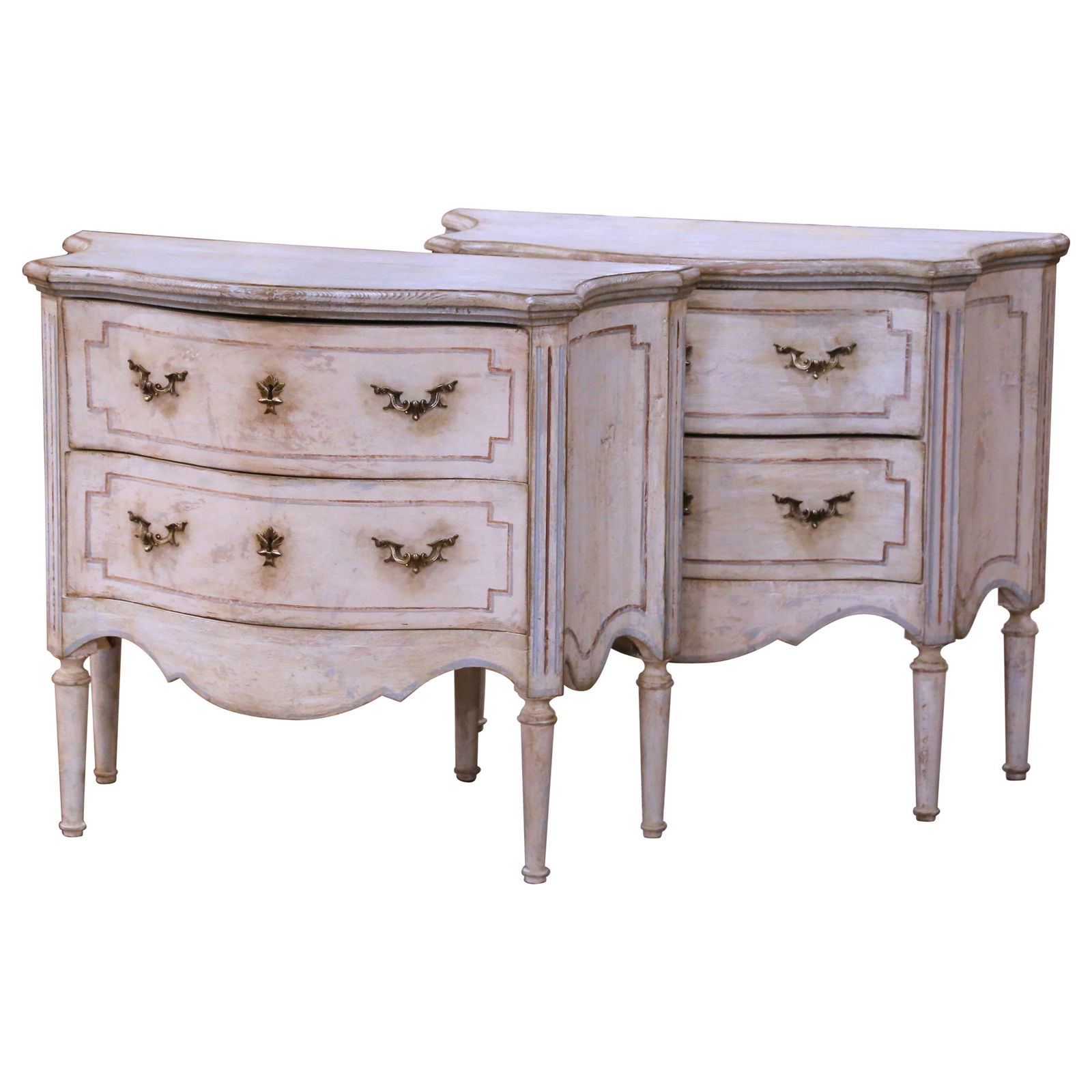Set of Two French Louis XVI Style Painted Wood Nightstands Circa 1920 (1 of 15)