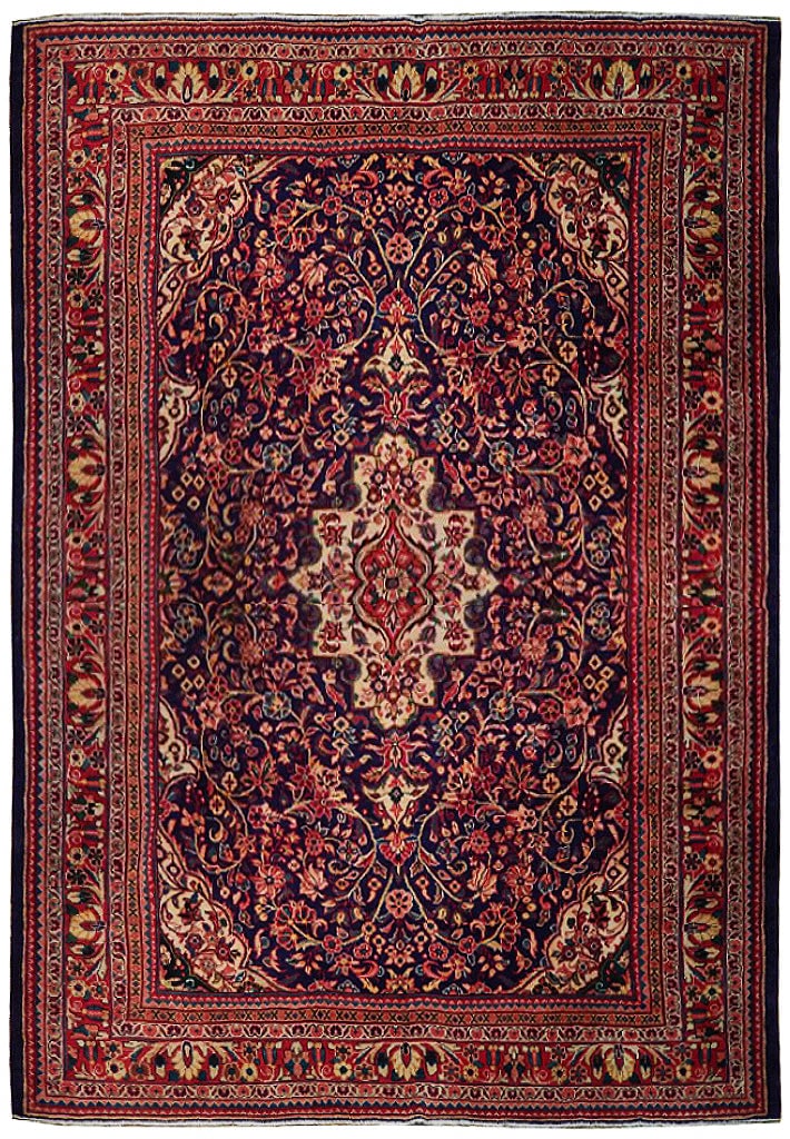 9'8" x 12'10" Navy Blue Semi-Antique Persian Arak Sultanabad Area Rug (1 of 7)