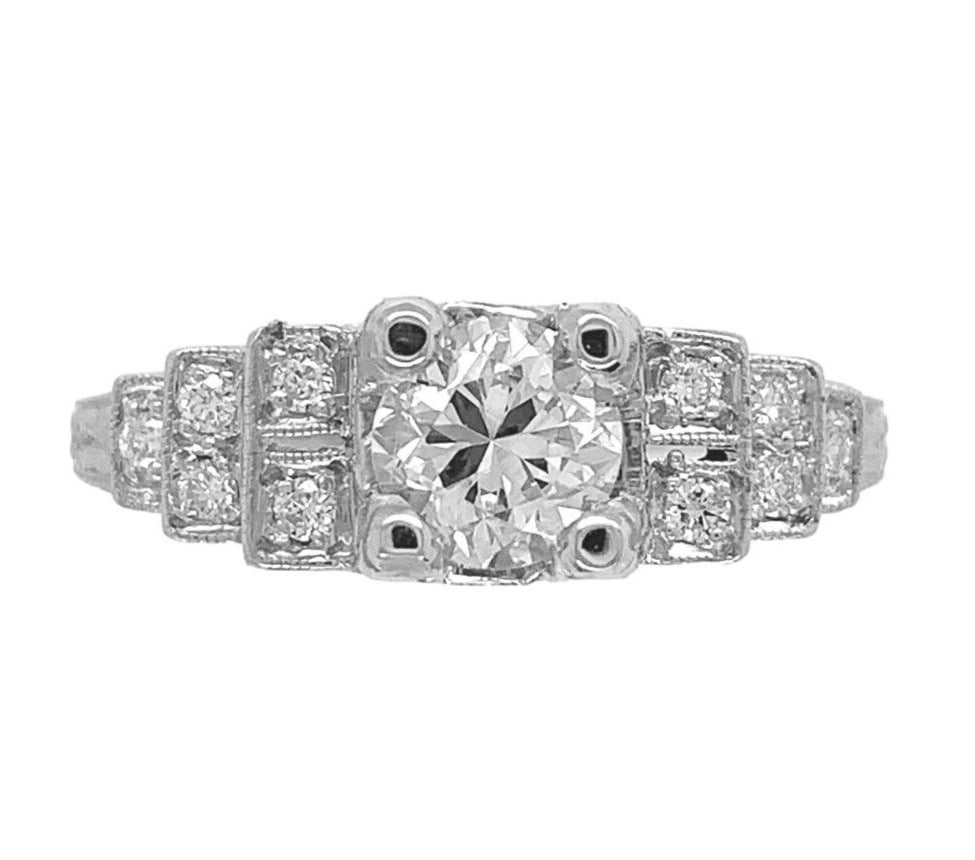Art Deco Platinum .61ct Diamond Engagement Ring GIA Certified (1 of 11)