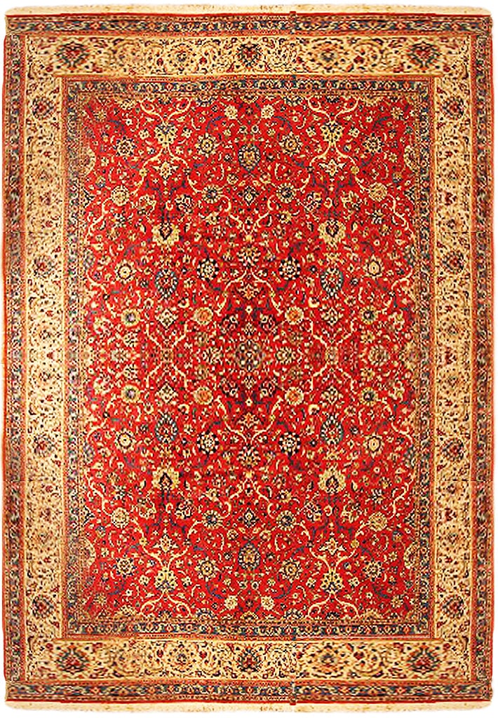 Vintage 10.2 x 13.2 Persian Tabriz Rug 1960s Handmade Wool Rose Red (1 of 5)