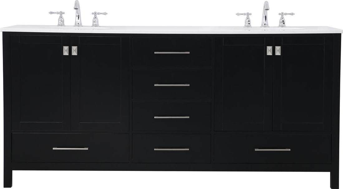 Elegant Lighting Black Bathroom Vanity with Brushed Nickel Finish: Elegant Lighting Black Bathroom Vanity with Brushed Nickel Finish Elevate your modern space with this sophisticated black vanity, expertly designed to enhance both style and functionality. This vanity