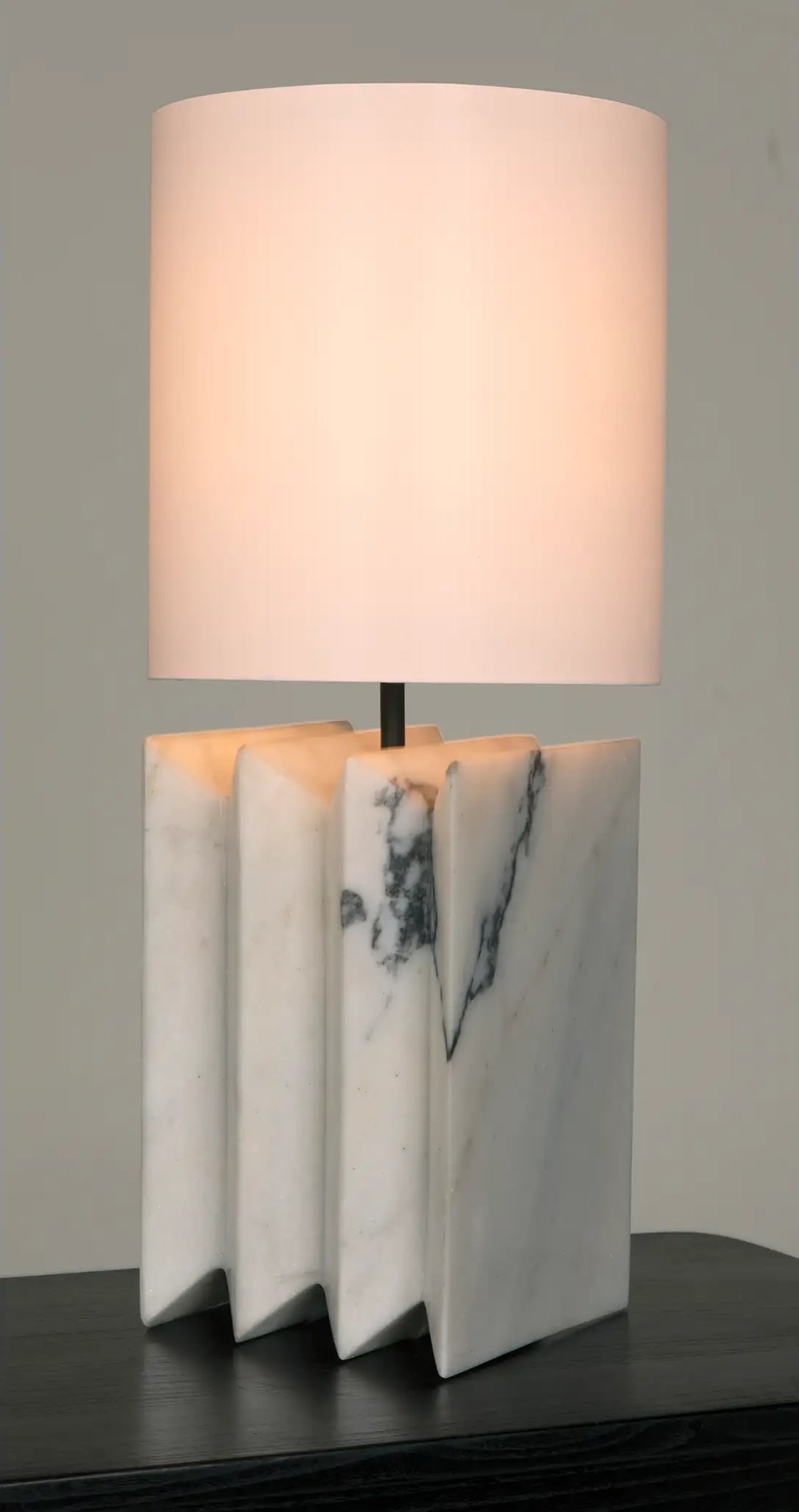Noir Neo-Classical Revival Lamp with White Marble Finish 25H (1 of 3)