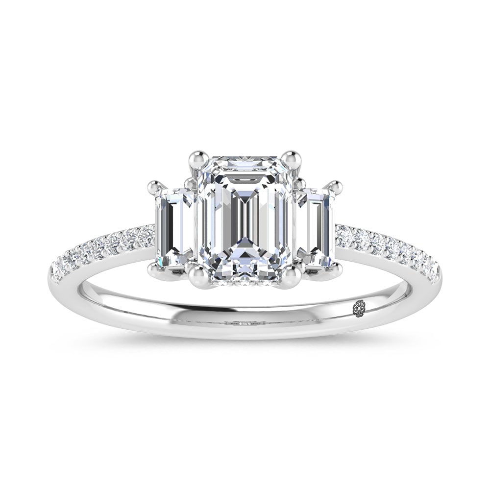 14K White Gold 1 1/4 Ct.Tw. Lab Grown Diamond Three Stone Engagement Ring (1 of 4)