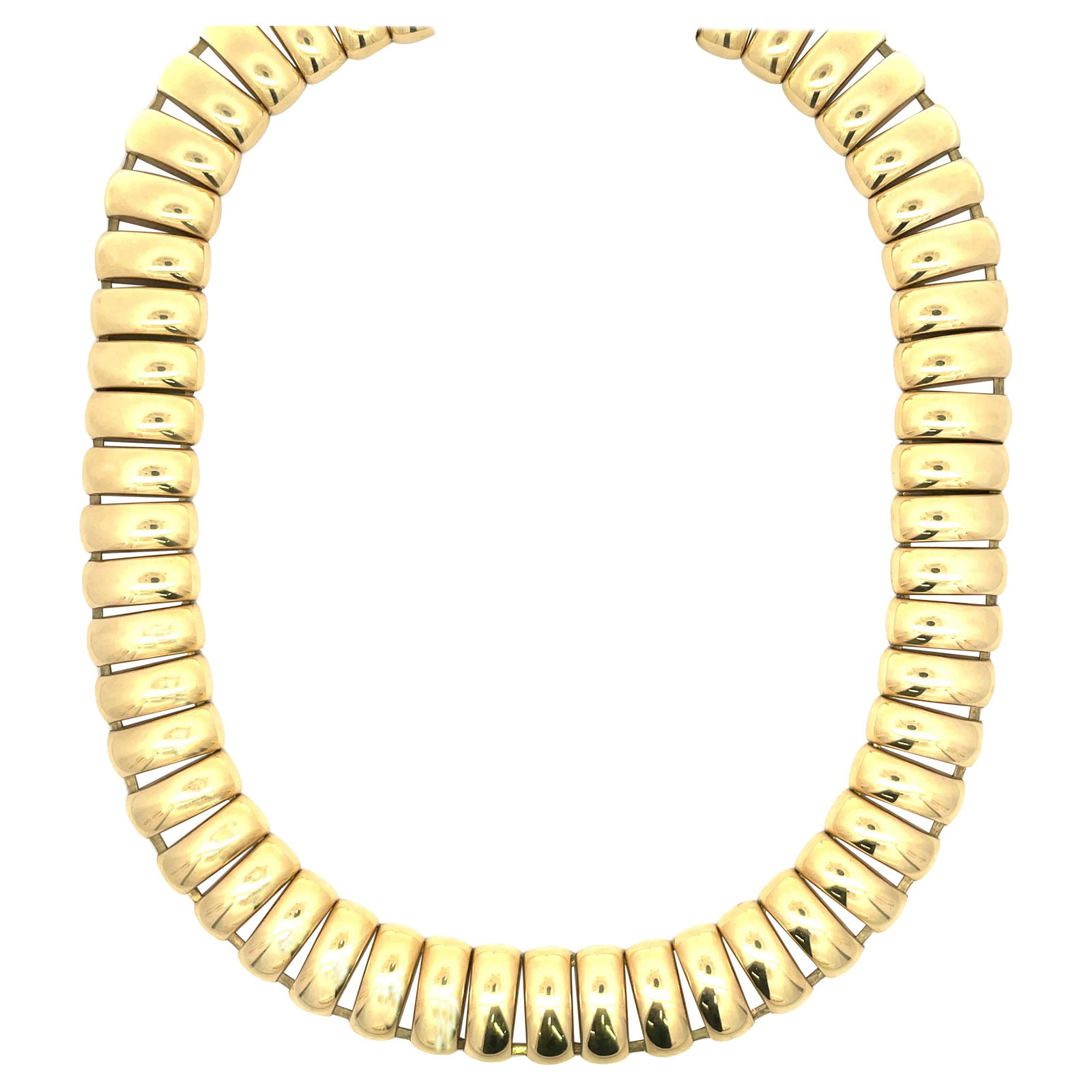 Harbor Diamonds 14K Yellow Gold Wide Collar Link Necklace 17.25in 110.8g (1 of 5)