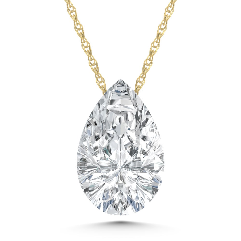 14K Yellow Gold Lab Grown Diamond 1 Ct.Tw. Pear Shape Slider Pendant: 14K Yellow Gold Lab Grown Diamond 1 Ct.Tw. Pear Shape Slider Pendant Polished 14K Yellow gold slider pendant set with pear-shaped lab-grown diamonds totaling 1 carat total weight. 14k Yellow Gold Ston