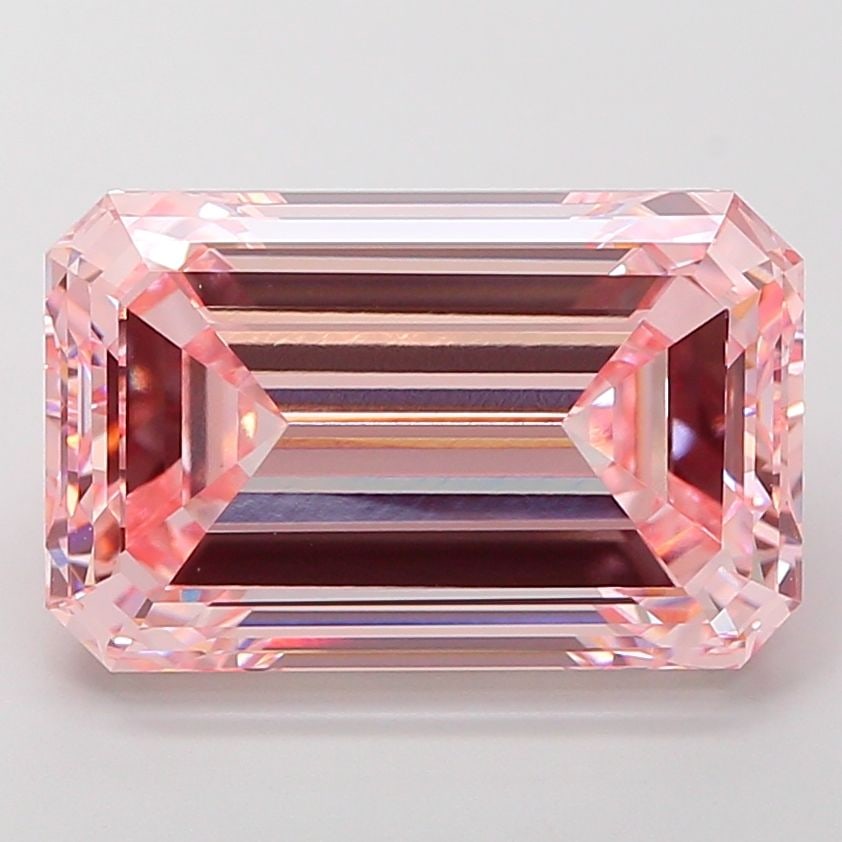 Loose Diamond - EMERALD 10.11ct Fancy Intense Pink VVS2: Loose Diamond - EMERALD 10.11ct Fancy Intense Pink VVS2 Source: This is a real non-mined Diamond that has been grown in a lab Shape: EMERALD Carats: 10.11 Color: Fancy Intense Pink Certification: