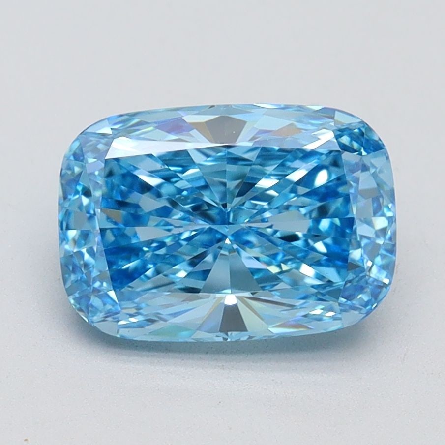 Loose Diamond - CUSHION BRILLIANT 2.1ct Fancy Vivid Blue VS1: Loose Diamond - CUSHION BRILLIANT 2.1ct Fancy Vivid Blue VS1 Source: This is a real non-mined Diamond that has been grown in a lab Shape: CUSHION BRILLIANT Carats: 2.1 Color: Fancy Vivid Blue