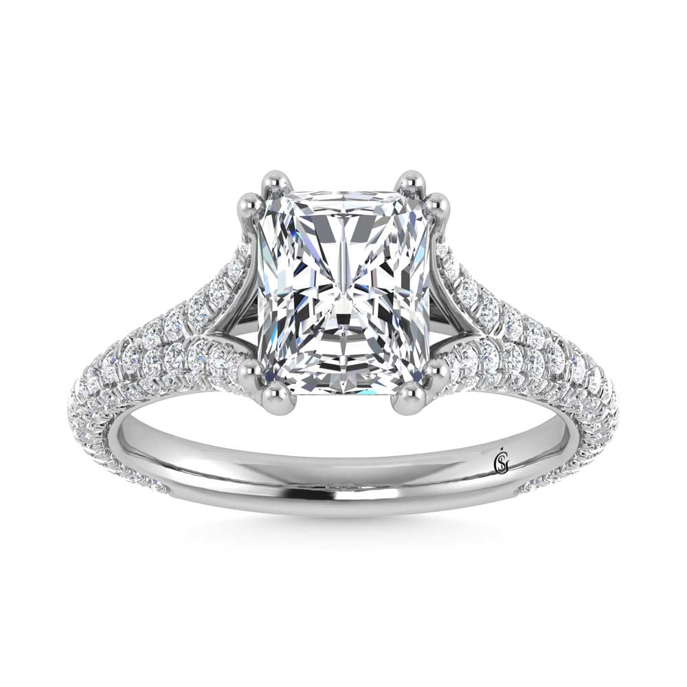 14K White Gold Lab Grown Diamond 2 7/8 Ct.Tw. Radiant Shape Engagement Ring (IGI Certified Center (1 of 4)