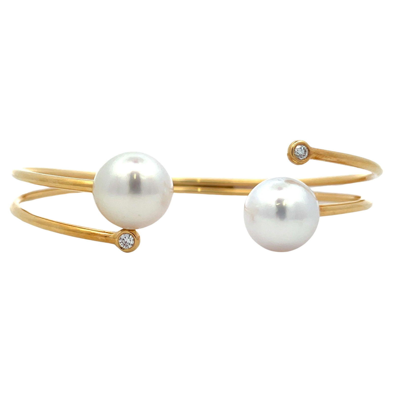 Harbor Diamonds 18K Yellow Gold Bangle with South Sea Pearls and Diamonds (1 of 10)