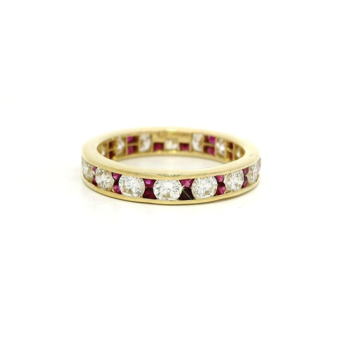 18k Yellow Gold Ruby Diamond Eternity Band Ring 1.28ctw (1 of 8)