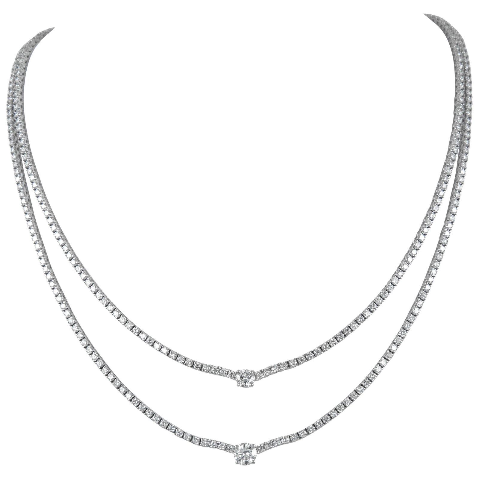 13.48ct Diamond Tennis Necklace 18k White Gold (1 of 4)
