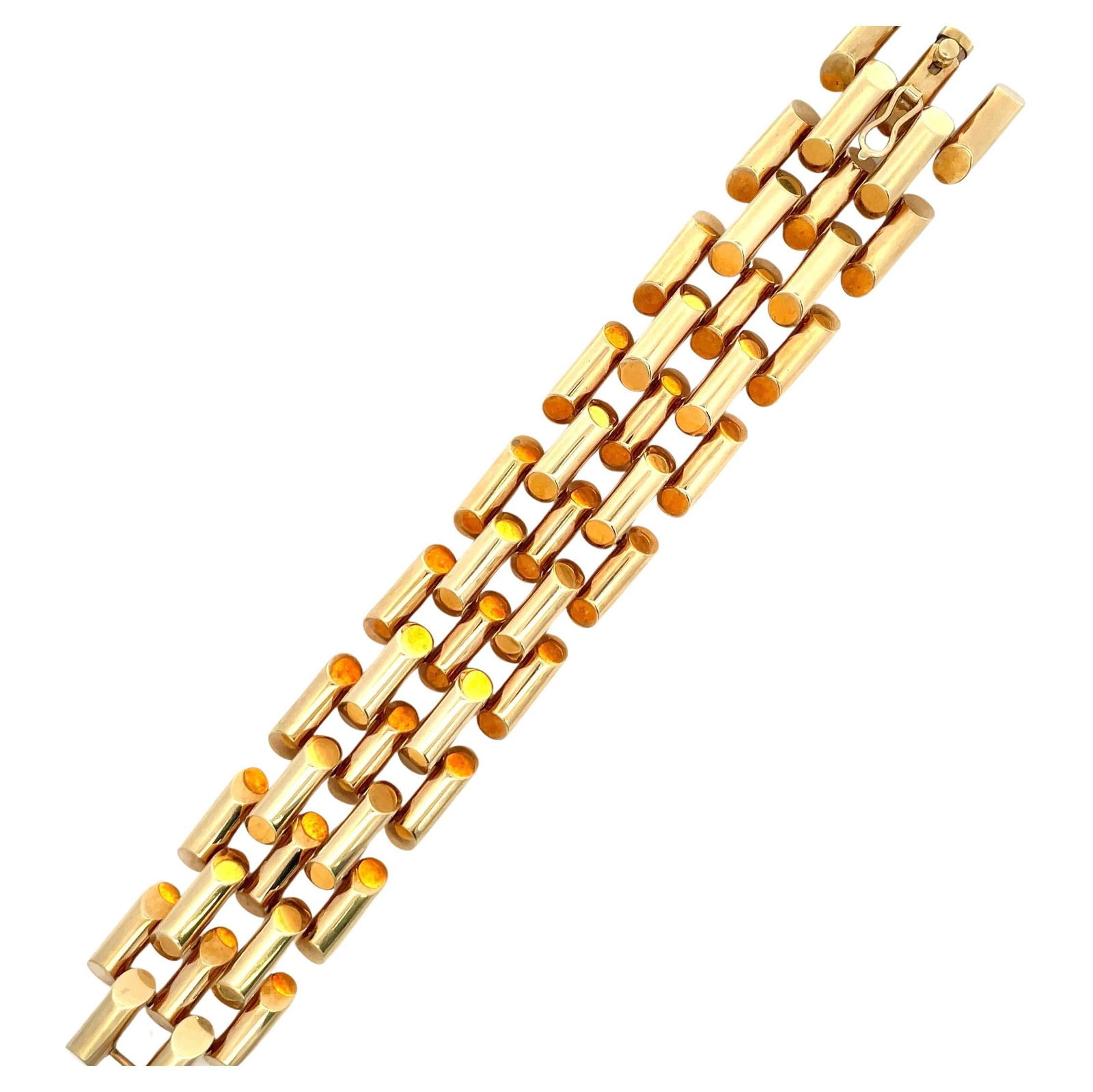 Harbor Diamonds Vintage Retro 14K Gold Tank Link Bracelet 69.3g: Harbor Diamonds Vintage Retro 14K Gold Tank Link Bracelet 69.3g This stunning Vintage Retro Style Tank Link Bracelet is crafted from 14 Karat Yellow Gold, weighing 69.3 grams. The bracelet features a