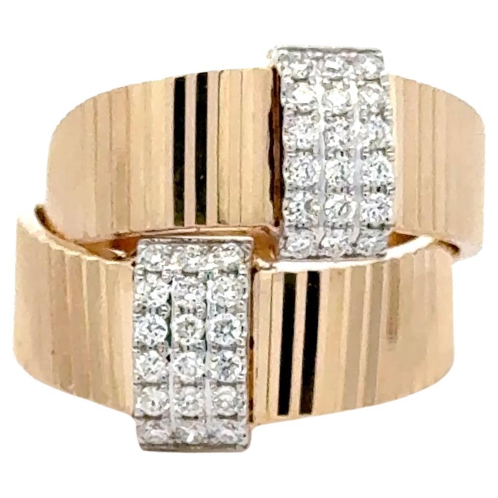 Harbor Diamonds Double Fluted Diamond Band Ring 0.42ct 14K Yellow Gold: Harbor Diamonds Double Fluted Diamond Band Ring 0.42ct 14K Yellow Gold This exquisite Double Fluted Round Brilliant Diamond Band Ring features a stunning contemporary design crafted from 14 karat yell