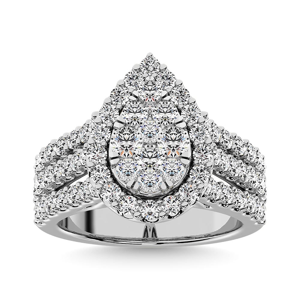 Diamond 2 Ct.Tw. Pear Shape Engagement Ring in 14K White Gold: Diamond 2 Ct.Tw. Pear Shape Engagement Ring in 14K White Gold 14k White Gold Stone Color: G-h Stone Clarity: Si2 Each ring is presented in standard size 6.5. Complimentary resizing is available betwee